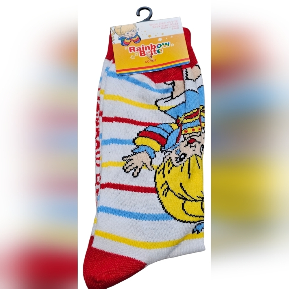 Rainbow Brite Striped Socks In Red, Yellow And Blue. Show Size 6½-12/sock 10-13